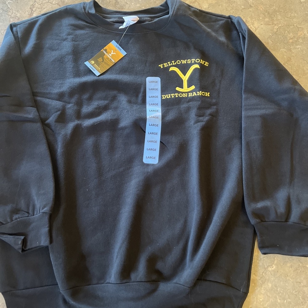 Yellowstone Dutton Ranch (Sweatshirt ) Adult LARGE Black & Yellow Embroidered